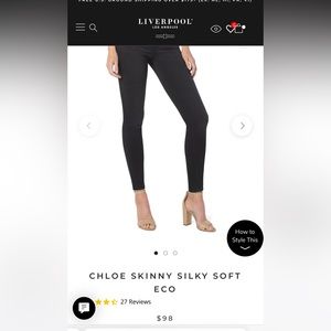 LIVERPOOL JEANS - Black - NWT - Chloe skinny silky soft eco pants